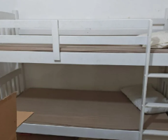 2 Single Beds (90×190 cm) with Mattresses + White Bunk Bed