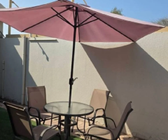 Outdoor Dining Table with Umbrella – 4-Seater